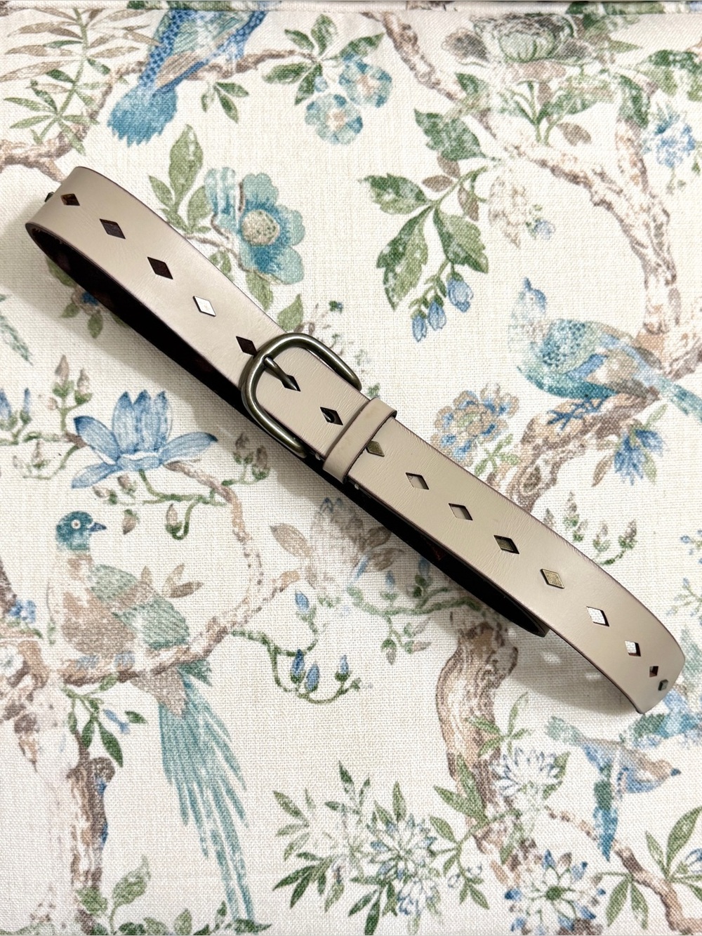 Frye Diamond Cutout Studded Leather Belt